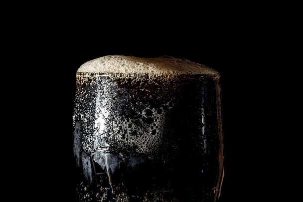 Soda large glass, overflowing glass of soda closeup with bubbles isolated - Foto, afbeelding