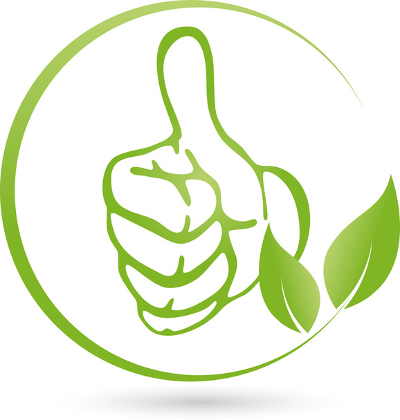 Vegetarisches ロゴ、手、ブラット、ビーガン、Pflanze - ベクター画像