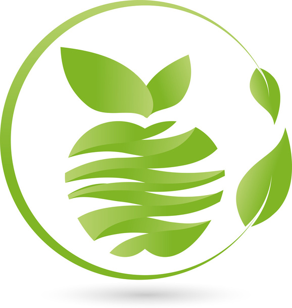 Apfel, Blatt, Logo, Essen, Vegan - Vector, afbeelding