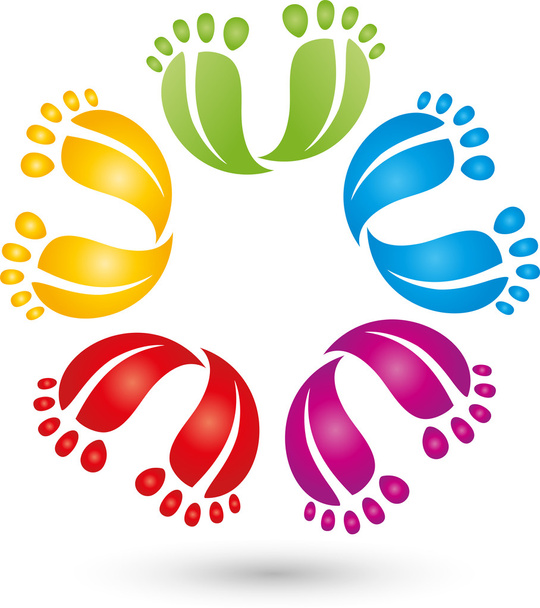 Muitos pés, cor, logotipo, pedicure
 - Vetor, Imagem