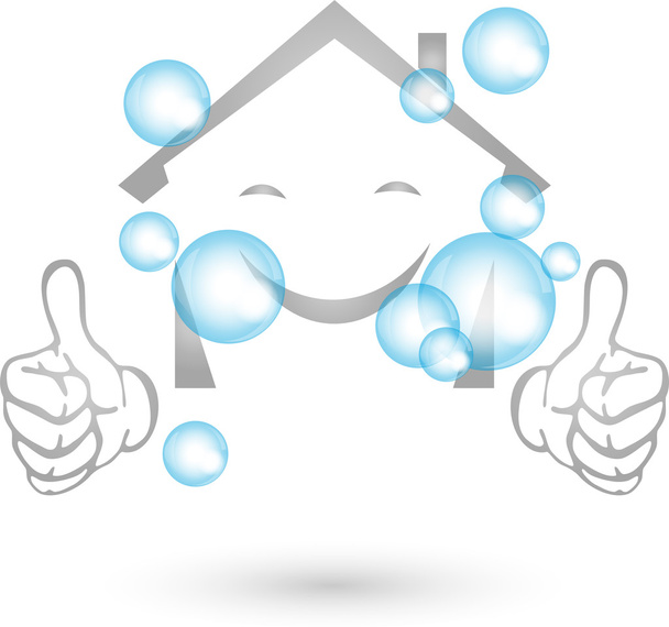 Haus geputzt, Logo, Lachen, Reinigungsfirma - Vector, Image