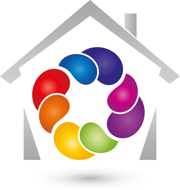 Haus und Tropfen、farbig、マラー、ロゴ - ベクター画像