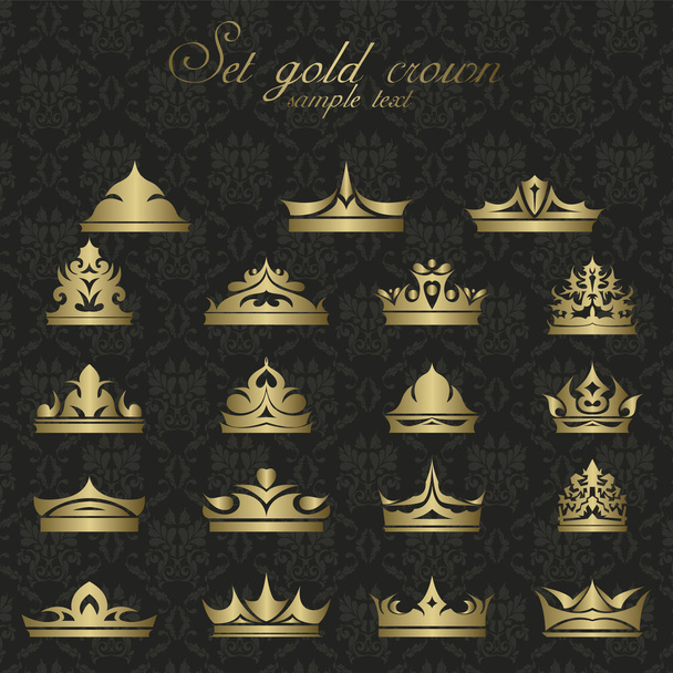 Icons set gold Crown for premium quality vintage label - Vector, Image