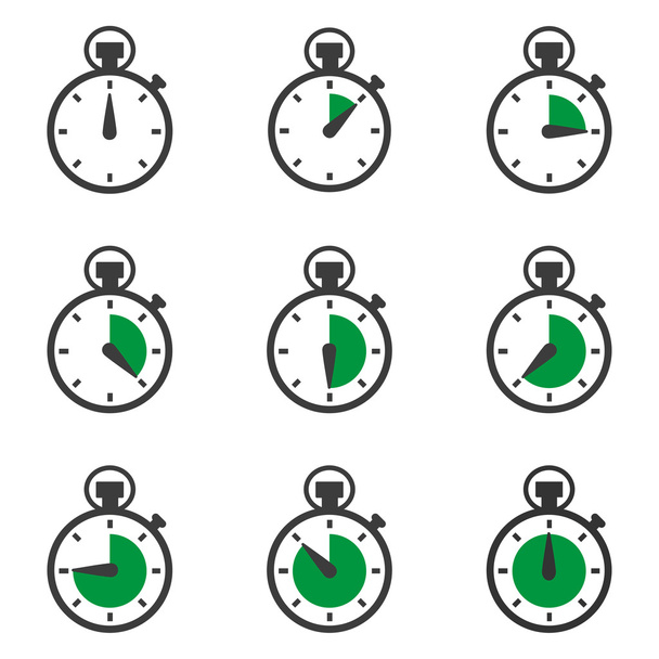 Set of stopwatches icons. Timer symbol. Vector illustration - Vector, Image