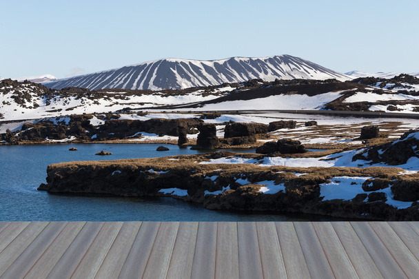 Χειμερινό τοπίο σε Myvatn ηφαίστειο, Ισλανδία - Φωτογραφία, εικόνα