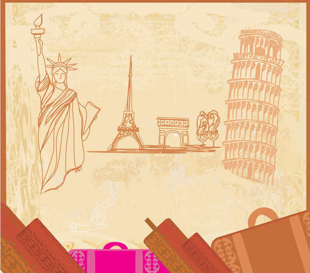  travel design element with different monuments  - Vector, Image