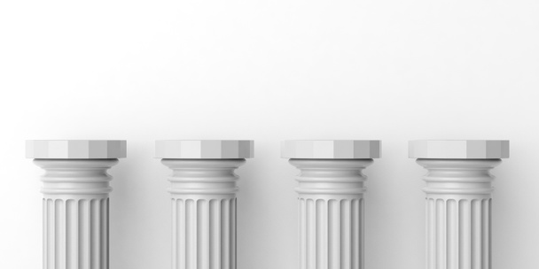 3d representación de cuatro pilares de mármol blanco
 - Foto, imagen