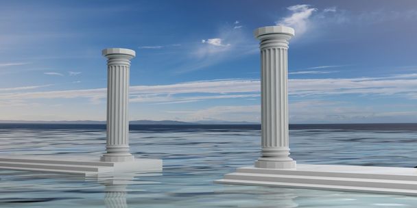 3d rendant deux piliers en marbre blanc
 - Photo, image