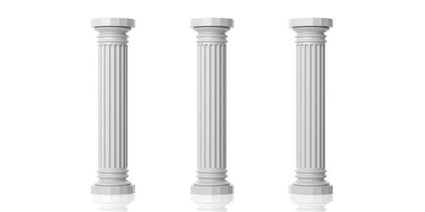 3d rendant trois piliers en marbre blanc
 - Photo, image