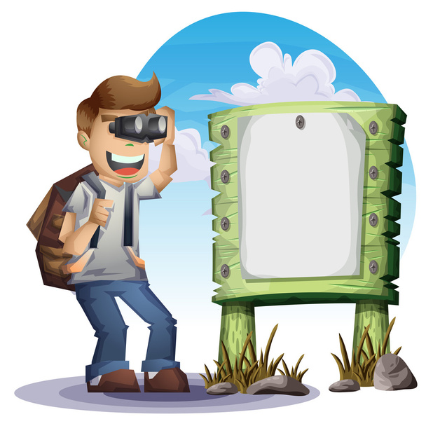Cartoon vector landscape on the theme of adventures and outdoor recreation - Vector, Image