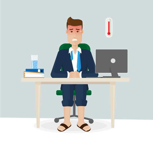 Very hot in the office - Vector, Image
