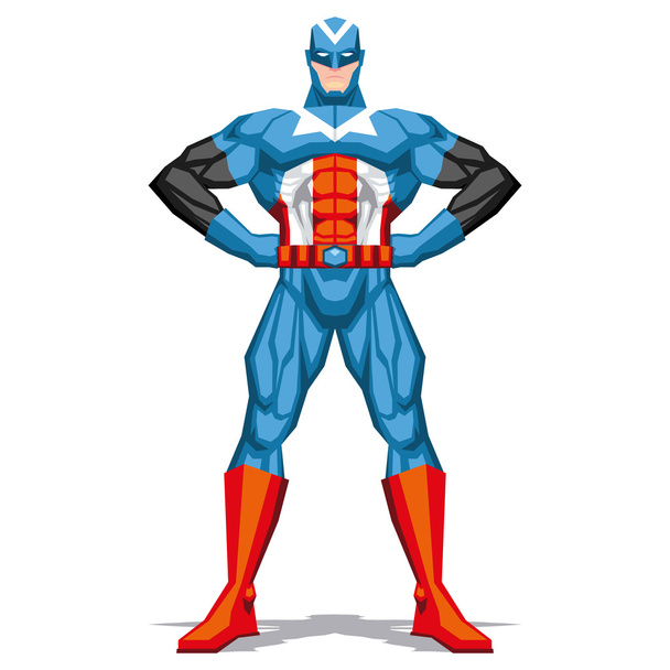 Superhéroe posando aislado sobre fondo blanco
 - Vector, imagen