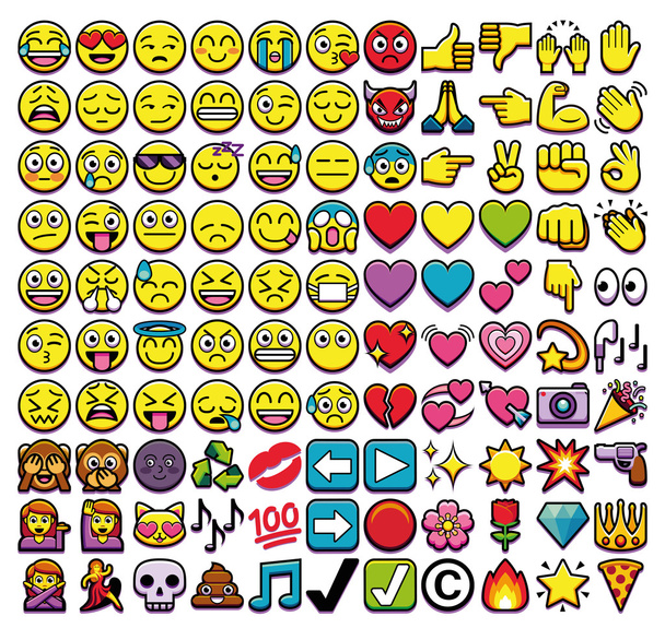набір з різних 110 Emojis ізольовані на білому тлі
 - Вектор, зображення