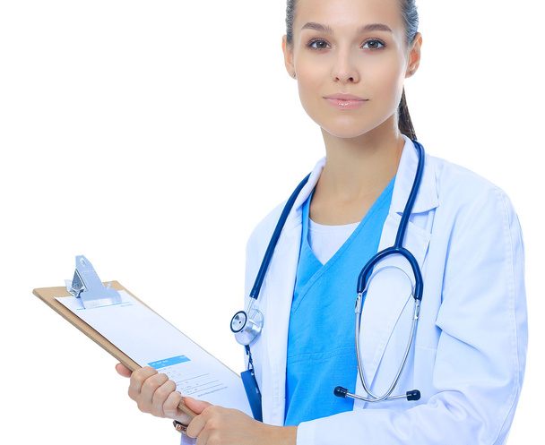 Female doctor with clipboard - Foto, afbeelding