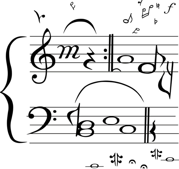 Sign "Melody book"  in music stave style - Vector, Image