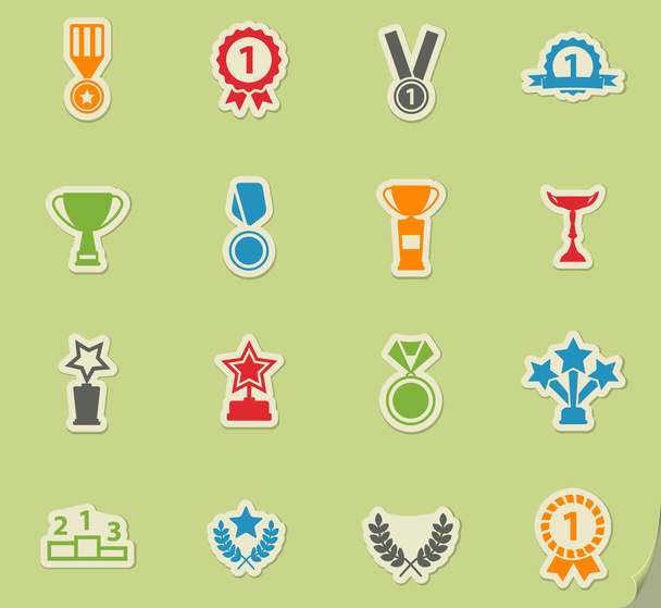 Medaile a trofeje jednoduše ikony - Vektor, obrázek
