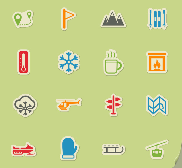 Skiing simply icons - Vector, Image
