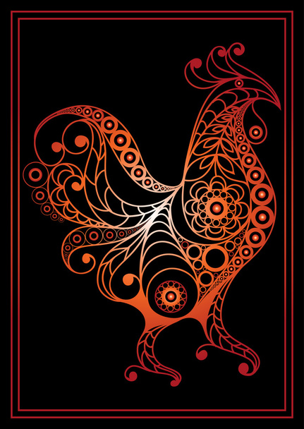 Graphic illustration with a fiery cock 7 - Vector, Image