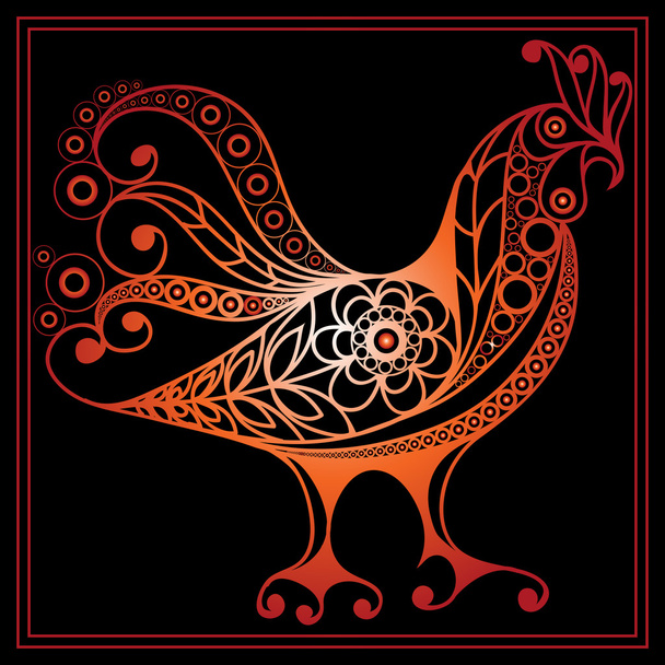 Graphic illustration with a fiery cock 9 - ベクター画像
