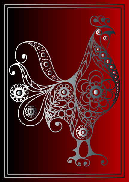 Graphic illustration with a fiery cock 14 - Vector, imagen
