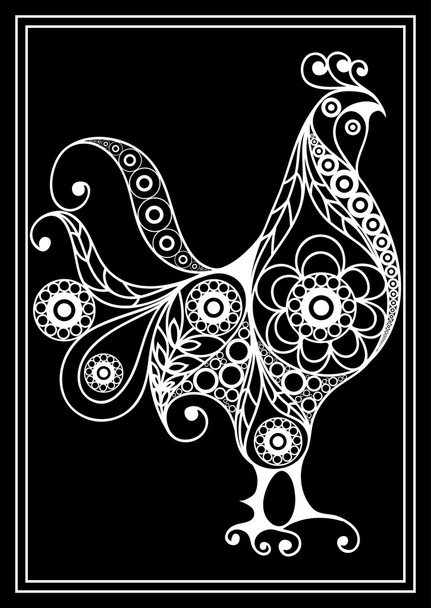 Graphic illustration with a fiery cock 34 - Vector, Image