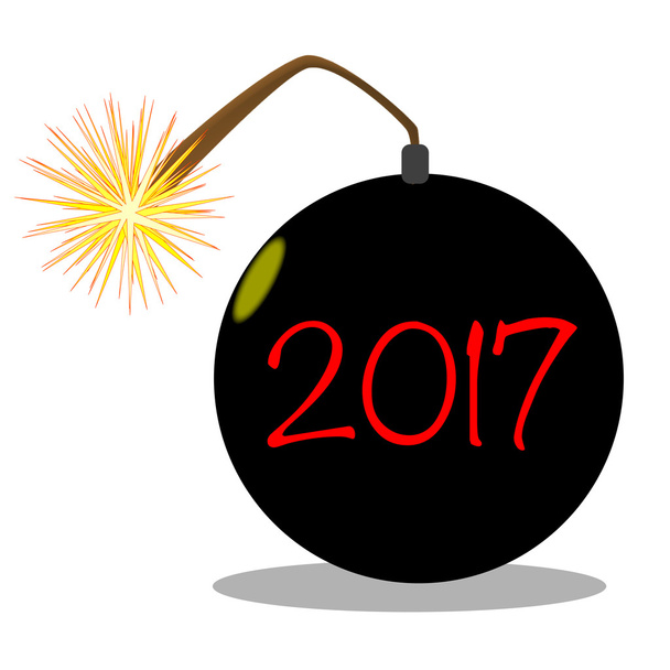 Kreslený 2017 nový rok bomba - Vektor, obrázek