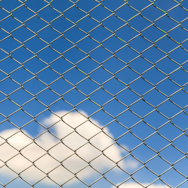 Wired fence on blue sky background - Photo, Image