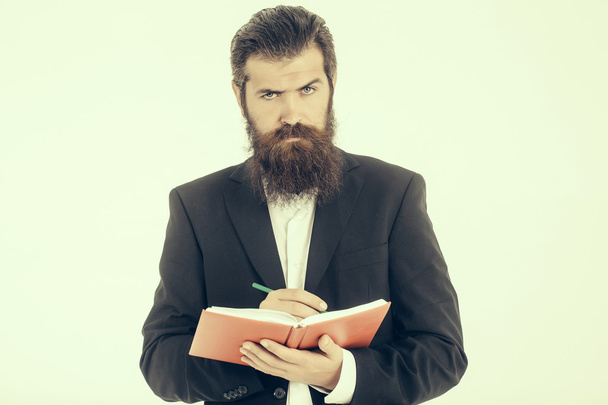 bearded man teacher with book - Photo, image