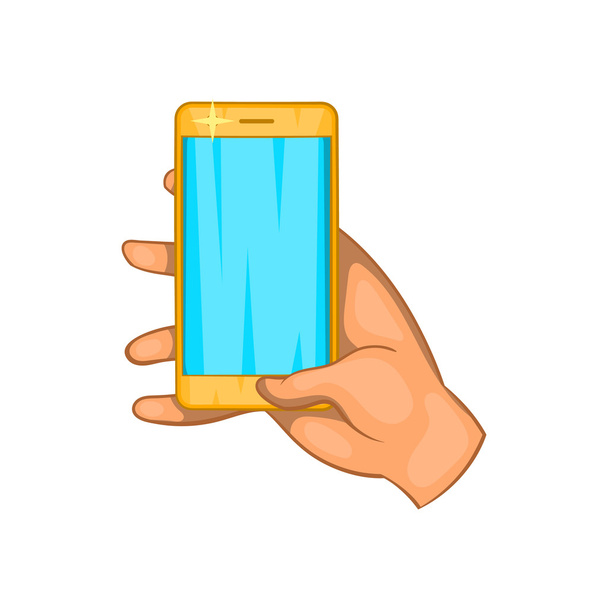 mano funziona su un'icona del telefono cellulare, stile cartone animato
 - Vettoriali, immagini