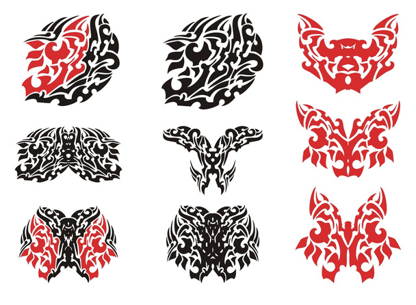 Татуировки с крыльями бабочек и татуировки бабочек
 - Вектор,изображение