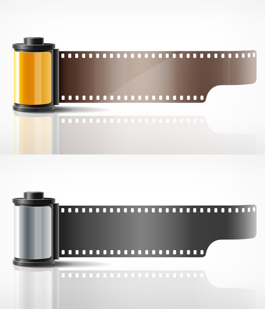 camera filmrol gele en zilver - Vector, afbeelding