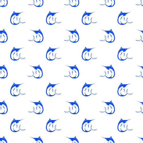 Set of Fish Marlin Seamless Pattern - Vector, Image