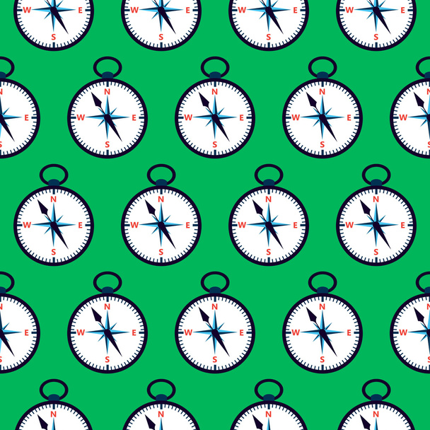 Green compass seamless pattern - Vector, Image