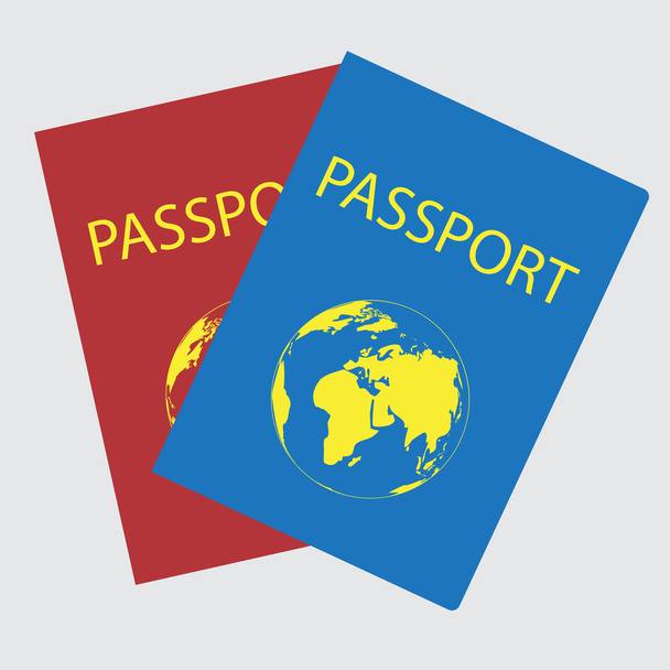 Passports with world map - Vector, Image