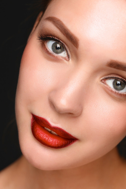 Close up portrait of beautiful young woman face - Photo, Image