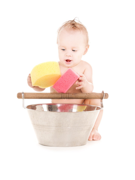 Baby boy with sponges - Foto, immagini
