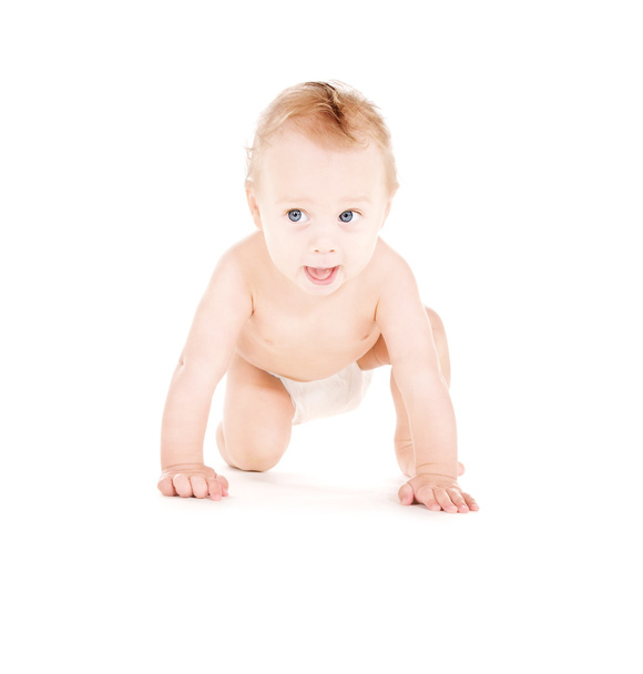 Crawling baby boy in diaper - Photo, image