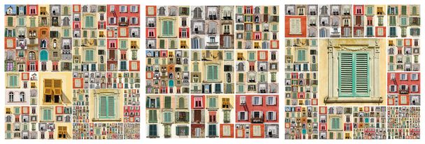 Fachada abstracta con muchas ventanas de Italia
 - Foto, Imagen