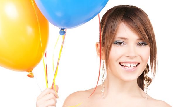 Happy teenage girl with balloons - Foto, Imagen