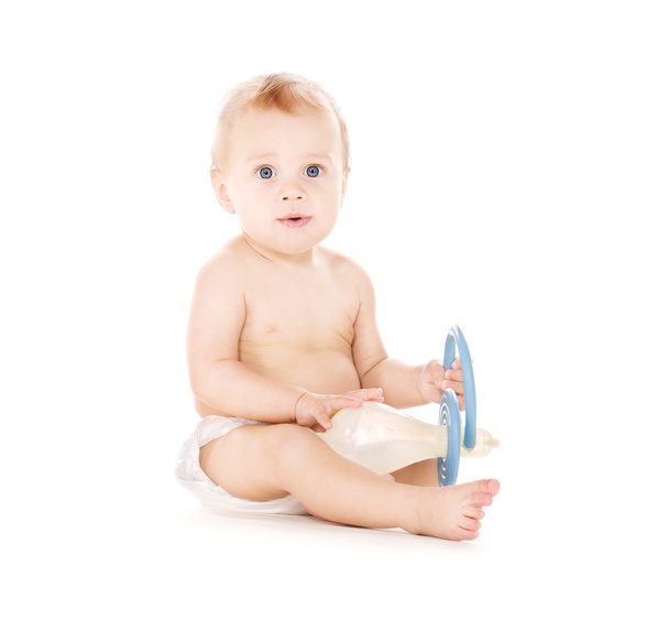 Baby boy with big pacifier - Foto, Imagen