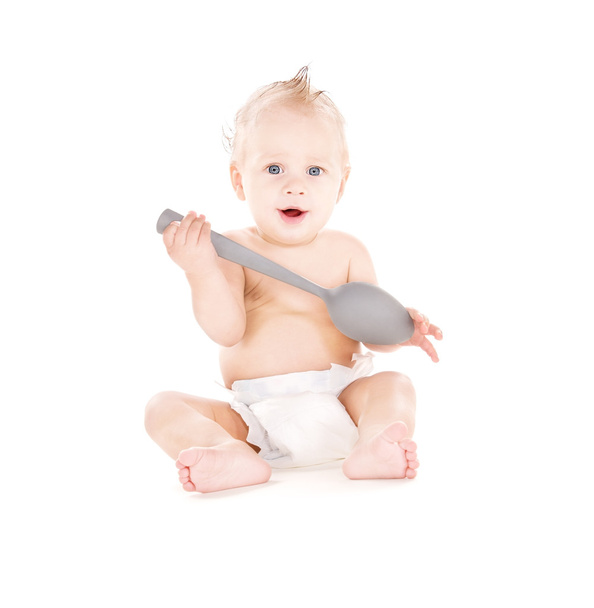 Baby boy with big spoon - Fotografie, Obrázek