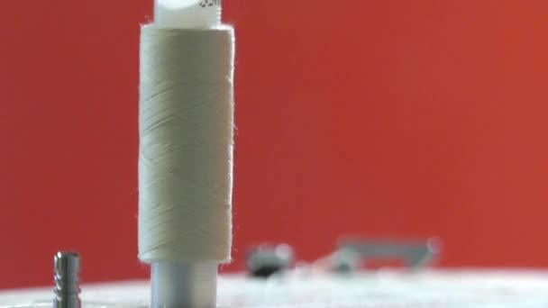 Thread on the Sewing Machine Closeup. - Footage, Video