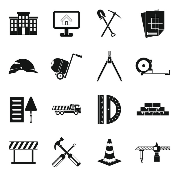 Construction icons set, simple style - Vector, Image