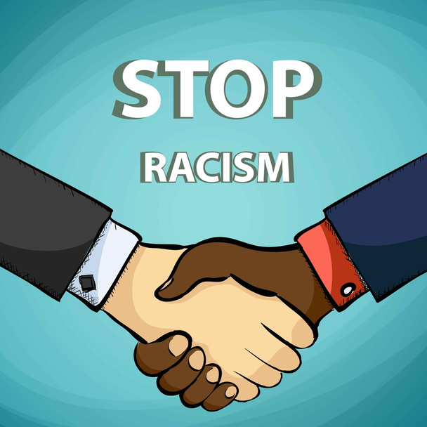 Handshake of friends. Stop racism. Stock vector. - Vektör, Görsel