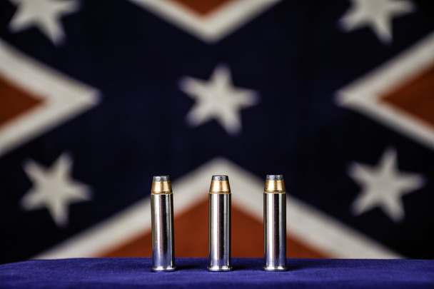 Three bullets and confederate flag - Photo, Image