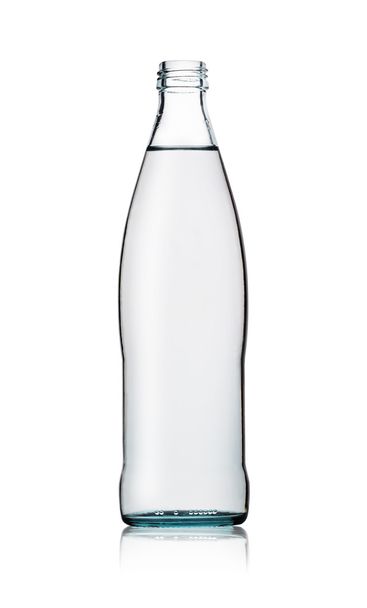 Botella de agua abierta de vidrio
 - Foto, imagen