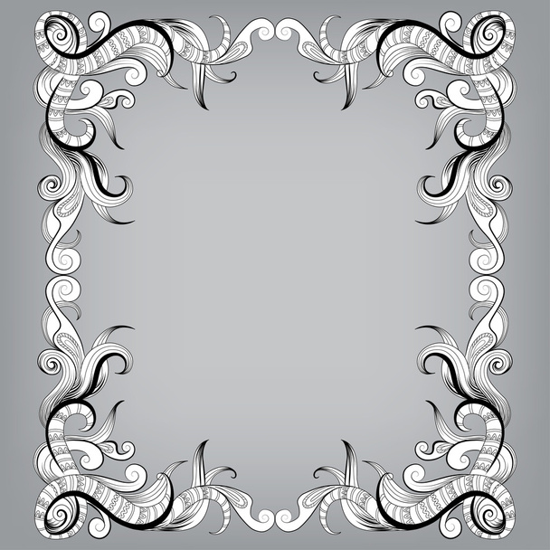 Filigree frame with sketch doodles ornaments - Vektori, kuva