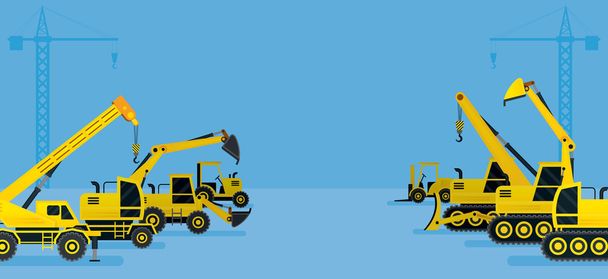 Construction Vehicles Display Background - Vector, Image