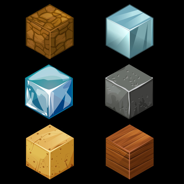3D game isometrische kubussen instellen blokelementen - Foto, afbeelding