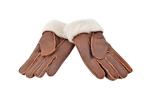 白の冬の手袋 - 写真・画像